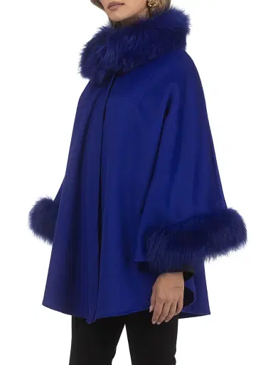 Gorski Women's Cashmere and Wool Blend Cape with Select Lamb Trim | Thumbnail 3 Gorski Women's Cashmere and Wool Blend Cape with Select Lamb Trim | Thumbnail 3