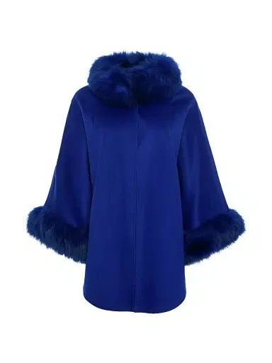 Gorski Women's Cashmere and Wool Blend Cape with Select Lamb Trim | Thumbnail 1 Gorski Women's Cashmere and Wool Blend Cape with Select Lamb Trim | Thumbnail 1