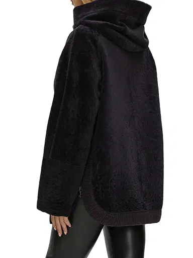 Gorski Women's Reversible Textured Shearling Lamb Zip Parka with Ribbed Hem - Brown - Size XL | Thumbnail 5 Gorski Women's Reversible Textured Shearling Lamb Zip Parka with Ribbed Hem - Brown - Size XL | Thumbnail 5