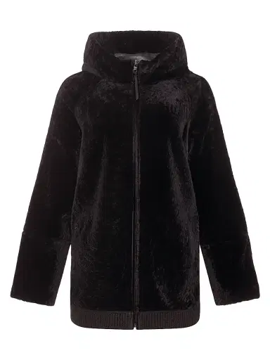 Gorski Women's Reversible Textured Shearling Lamb Zip Parka with Ribbed Hem - Brown - Size XL | Thumbnail 1 Gorski Women's Reversible Textured Shearling Lamb Zip Parka with Ribbed Hem - Brown - Size XL | Thumbnail 1