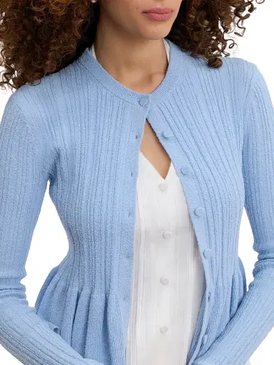 Rebecca Taylor Women's Bouclé Knit Cotton-Blend Cardigan - Azure | Thumbnail 6 Rebecca Taylor Women's Bouclé Knit Cotton-Blend Cardigan - Azure | Thumbnail 6