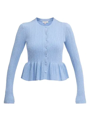 Rebecca Taylor Women's Bouclé Knit Cotton-Blend Cardigan - Azure | Thumbnail 1 Rebecca Taylor Women's Bouclé Knit Cotton-Blend Cardigan - Azure | Thumbnail 1
