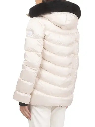 Gorski Women's Apres-Ski Jacket with Detachable Toscana Shearling Lamb Hood Trim - Champagne | Thumbnail 4 Gorski Women's Apres-Ski Jacket with Detachable Toscana Shearling Lamb Hood Trim - Champagne | Thumbnail 4