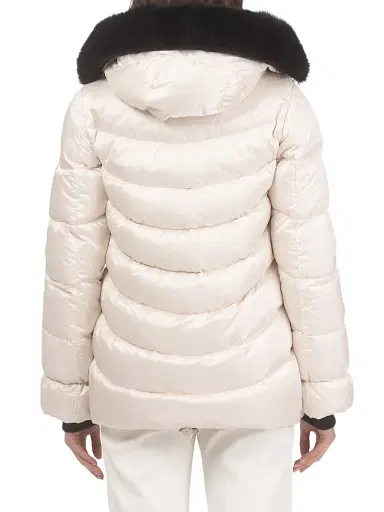 Gorski Women's Apres-Ski Jacket with Detachable Toscana Shearling Lamb Hood Trim - Champagne | Thumbnail 5 Gorski Women's Apres-Ski Jacket with Detachable Toscana Shearling Lamb Hood Trim - Champagne | Thumbnail 5