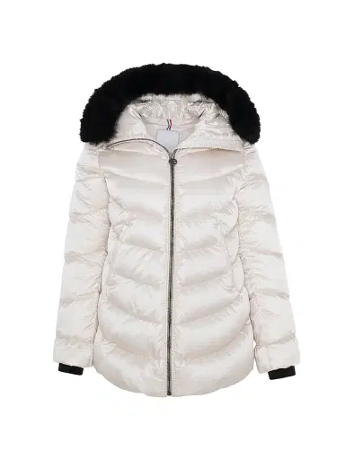 Gorski Women's Apres-Ski Jacket with Detachable Toscana Shearling Lamb Hood Trim - Champagne | Thumbnail 1 Gorski Women's Apres-Ski Jacket with Detachable Toscana Shearling Lamb Hood Trim - Champagne | Thumbnail 1