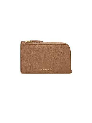 MAISON de SABRÉ Women's Leather Zip Card Holder - Sandstone Brown | Thumbnail 1 MAISON de SABRÉ Women's Leather Zip Card Holder - Sandstone Brown | Thumbnail 1