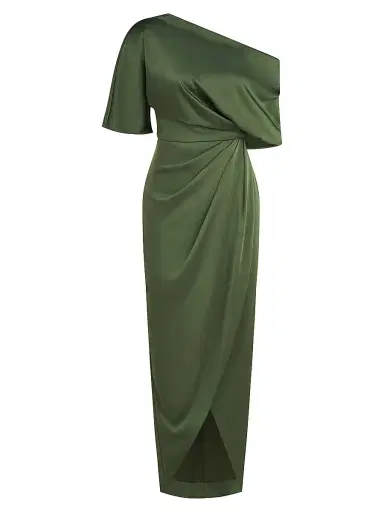 Theia Women's Rayna One-Shoulder Gown - Moss Green | Thumbnail 1 Theia Women's Rayna One-Shoulder Gown - Moss Green | Thumbnail 1