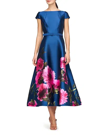 Kay Unger Women's Ina Peony Mikado Cocktail Dress - Dark Ink French Rose - Size 0 | Thumbnail 2 Kay Unger Women's Ina Peony Mikado Cocktail Dress - Dark Ink French Rose - Size 0 | Thumbnail 2