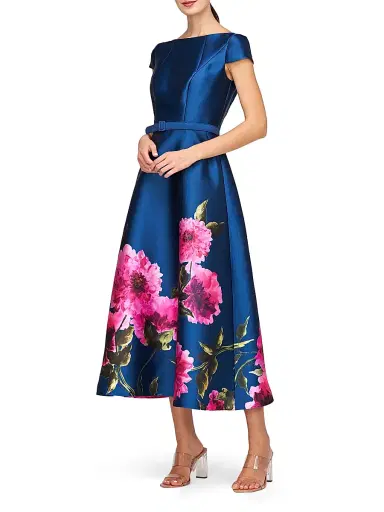 Kay Unger Women's Ina Peony Mikado Cocktail Dress - Dark Ink French Rose - Size 0 | Thumbnail 3 Kay Unger Women's Ina Peony Mikado Cocktail Dress - Dark Ink French Rose - Size 0 | Thumbnail 3