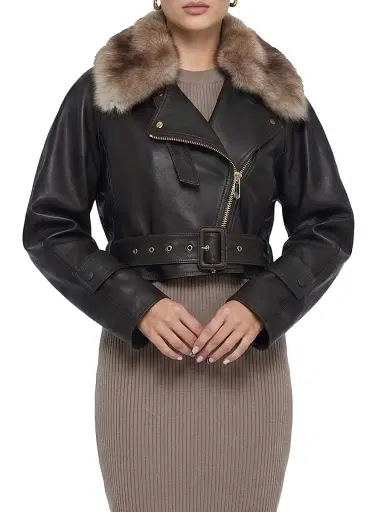 Gorski Women's Select Nappa Leather Jacket with Detachable Toscana Lamb Collar - Espresso | Thumbnail 2 Gorski Women's Select Nappa Leather Jacket with Detachable Toscana Lamb Collar - Espresso | Thumbnail 2
