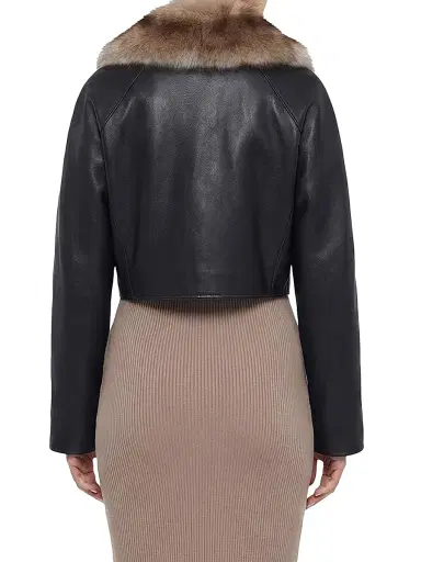 Gorski Women's Select Nappa Leather Jacket with Detachable Toscana Lamb Collar - Espresso | Thumbnail 4 Gorski Women's Select Nappa Leather Jacket with Detachable Toscana Lamb Collar - Espresso | Thumbnail 4