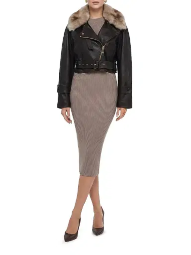Gorski Women's Select Nappa Leather Jacket with Detachable Toscana Lamb Collar - Espresso | Thumbnail 6 Gorski Women's Select Nappa Leather Jacket with Detachable Toscana Lamb Collar - Espresso | Thumbnail 6