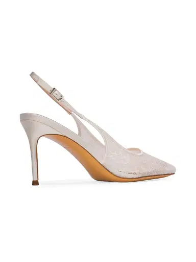 Black Suede Studio Women's Marina 0MM Lace Slingback Pumps - White Sequin Lace | Thumbnail 3 Black Suede Studio Women's Marina 0MM Lace Slingback Pumps - White Sequin Lace | Thumbnail 3
