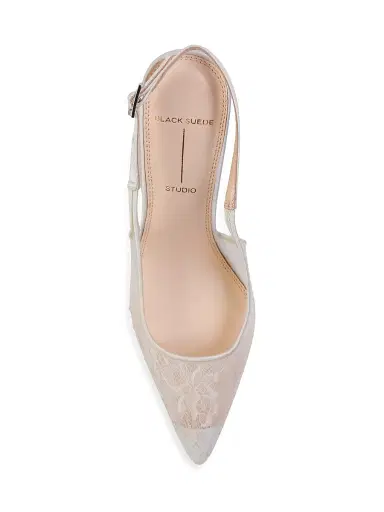 Black Suede Studio Women's Marina 0MM Lace Slingback Pumps - White Sequin Lace | Thumbnail 4 Black Suede Studio Women's Marina 0MM Lace Slingback Pumps - White Sequin Lace | Thumbnail 4
