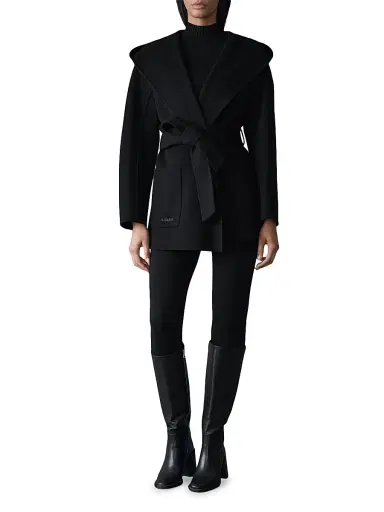 Mackage Women's Paya Double-Face Wool Bathrobe Wrap Coat - Black - Size XL | Thumbnail 2 Mackage Women's Paya Double-Face Wool Bathrobe Wrap Coat - Black - Size XL | Thumbnail 2