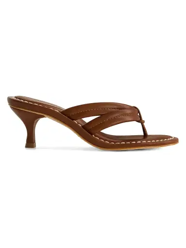 Bernardo 1946 Women's Miami 55MM Kitten Heel Sandals - Saddle | Thumbnail 1 Bernardo 1946 Women's Miami 55MM Kitten Heel Sandals - Saddle | Thumbnail 1