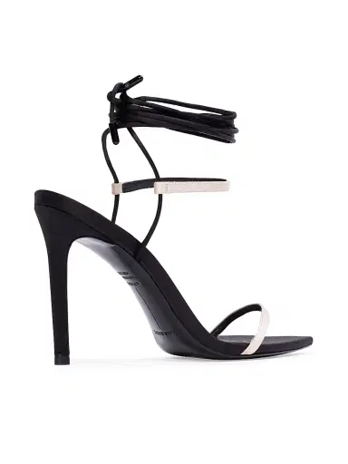 Black Suede Studio Women's Lauren 100MM Strappy Sandals - Black Champagne Satin | Thumbnail 5 Black Suede Studio Women's Lauren 100MM Strappy Sandals - Black Champagne Satin | Thumbnail 5