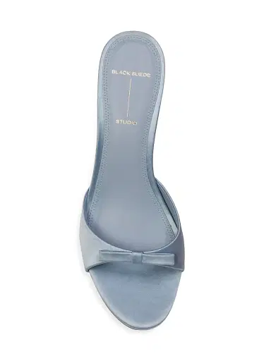 Black Suede Studio Women's Albie 65MM Satin Mule Sandals - Blue Fog | Thumbnail 5 Black Suede Studio Women's Albie 65MM Satin Mule Sandals - Blue Fog | Thumbnail 5