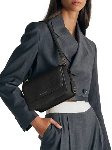 MAISON de SABRÉ Women's Leather Flap Shoulder Bag - Black Caviar | Thumbnail 2 MAISON de SABRÉ Women's Leather Flap Shoulder Bag - Black Caviar | Thumbnail 2