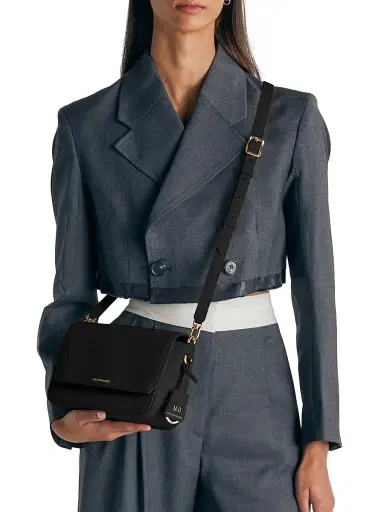 MAISON de SABRÉ Women's Leather Flap Shoulder Bag - Black Caviar | Thumbnail 1 MAISON de SABRÉ Women's Leather Flap Shoulder Bag - Black Caviar | Thumbnail 1