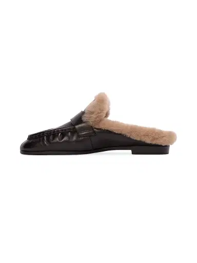 Black Suede Studio Women's Theo Backless Loafers - Black Leather | Thumbnail 4 Black Suede Studio Women's Theo Backless Loafers - Black Leather | Thumbnail 4