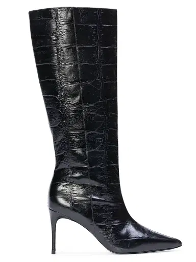 Black Suede Studio Women's Ember 80MM Croc Embossed Boots - Black Croc Leather | Thumbnail 1 Black Suede Studio Women's Ember 80MM Croc Embossed Boots - Black Croc Leather | Thumbnail 1