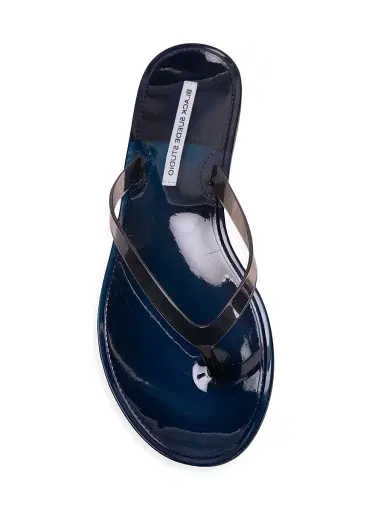 Black Suede Studio Women's Crystal PVC Flip Flops - Navy Black Pvc | Thumbnail 5 Black Suede Studio Women's Crystal PVC Flip Flops - Navy Black Pvc | Thumbnail 5