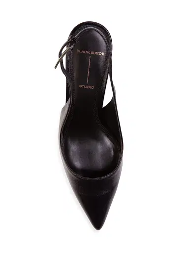 Black Suede Studio Women's Branca 6MM Slingback Pumps - Black Leather | Thumbnail 5 Black Suede Studio Women's Branca 6MM Slingback Pumps - Black Leather | Thumbnail 5