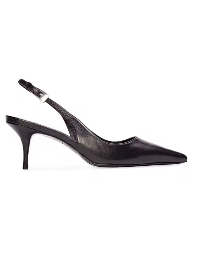 Black Suede Studio Women's Branca 6MM Slingback Pumps - Black Leather | Thumbnail 1 Black Suede Studio Women's Branca 6MM Slingback Pumps - Black Leather | Thumbnail 1