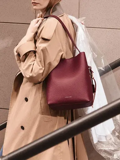 MAISON de SABRÉ Women's Leather Bucket Soft Tote Bag - Plum | Thumbnail 9 MAISON de SABRÉ Women's Leather Bucket Soft Tote Bag - Plum | Thumbnail 9