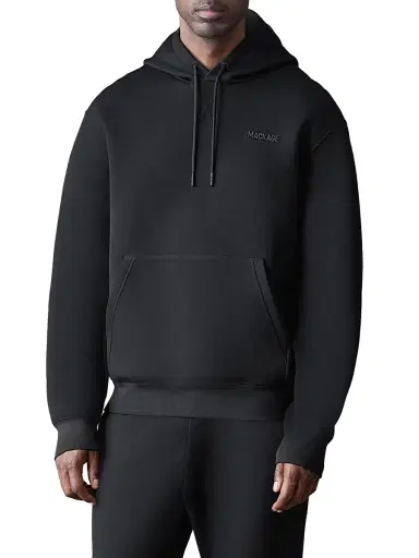 Mackage Men's Kolton Double-Face Jersey Logo Hoodie - Black | Thumbnail 1 Mackage Men's Kolton Double-Face Jersey Logo Hoodie - Black | Thumbnail 1