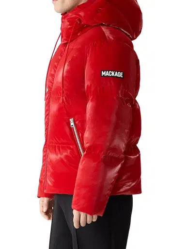 Mackage Men's Kent-GLO Hooded Puffer Jacket - Dark Red | Thumbnail 4 Mackage Men's Kent-GLO Hooded Puffer Jacket - Dark Red | Thumbnail 4