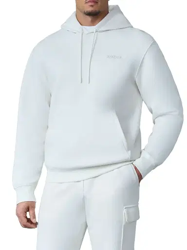 Mackage Men's Kolton Logo Cotton-Blend Hoodie - Cream | Thumbnail 1 Mackage Men's Kolton Logo Cotton-Blend Hoodie - Cream | Thumbnail 1