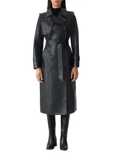 Mackage Women's Gael Croc-Embossed Leather Double-Breasted Trench Coat | Thumbnail 2 Mackage Women's Gael Croc-Embossed Leather Double-Breasted Trench Coat | Thumbnail 2