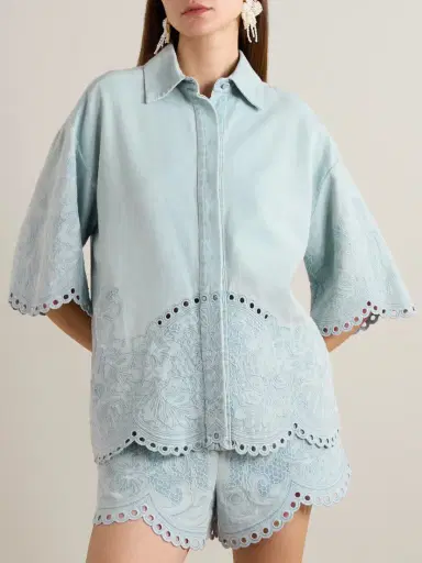 Zimmermann Daylight Broderie Anglaise Denim Shirt | Thumbnail 3 Zimmermann Daylight Broderie Anglaise Denim Shirt | Thumbnail 3