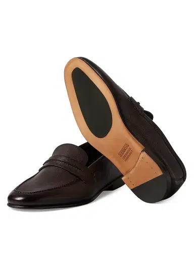 Zegna Men's Natural Grain Leather Mocassin Loafer - Dark Brown - Size 11 | Thumbnail 4 Zegna Men's Natural Grain Leather Mocassin Loafer - Dark Brown - Size 11 | Thumbnail 4