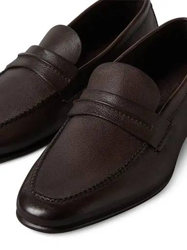 Zegna Men's Natural Grain Leather Mocassin Loafer - Dark Brown - Size 11 | Thumbnail 5 Zegna Men's Natural Grain Leather Mocassin Loafer - Dark Brown - Size 11 | Thumbnail 5