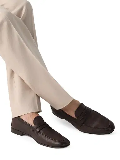 Zegna Men's Natural Grain Leather Mocassin Loafer - Dark Brown - Size 11 | Thumbnail 6 Zegna Men's Natural Grain Leather Mocassin Loafer - Dark Brown - Size 11 | Thumbnail 6