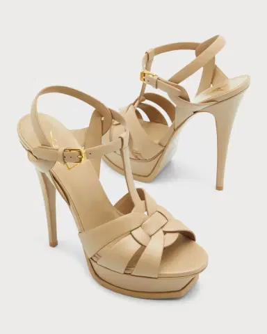 Saint Laurent Tribute Leather T-Strap Platform Sandals | Thumbnail 8 Saint Laurent Tribute Leather T-Strap Platform Sandals | Thumbnail 8
