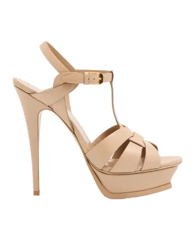 Saint Laurent Tribute Leather T-Strap Platform Sandals | Thumbnail 1 Saint Laurent Tribute Leather T-Strap Platform Sandals | Thumbnail 1