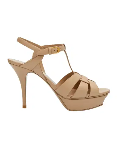 Saint Laurent Tribute Leather T-Strap Platform Sandals | Thumbnail 1 Saint Laurent Tribute Leather T-Strap Platform Sandals | Thumbnail 1