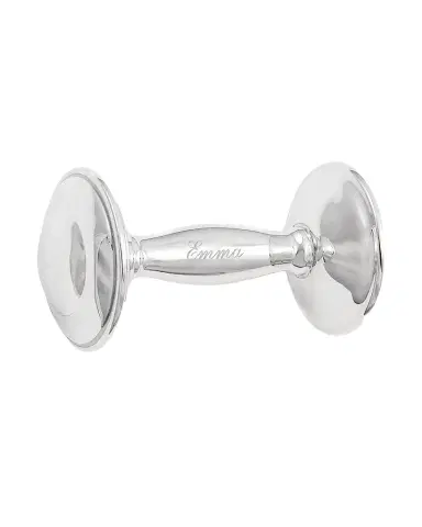 Cunill America Personalized Rattle Sterling Silver Barbell | Thumbnail 1 Cunill America Personalized Rattle Sterling Silver Barbell | Thumbnail 1