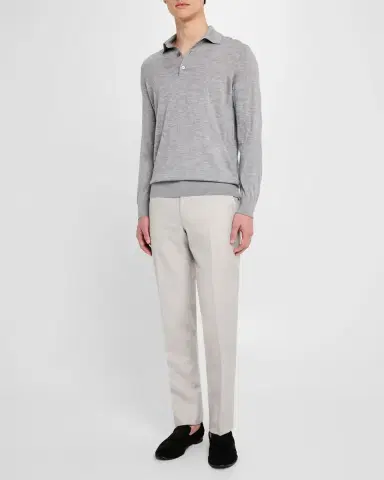 ZEGNA Men's Cashmere-Silk Polo Shirt | Thumbnail 2 ZEGNA Men's Cashmere-Silk Polo Shirt | Thumbnail 2