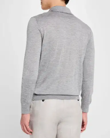 ZEGNA Men's Cashmere-Silk Polo Shirt | Thumbnail 3 ZEGNA Men's Cashmere-Silk Polo Shirt | Thumbnail 3