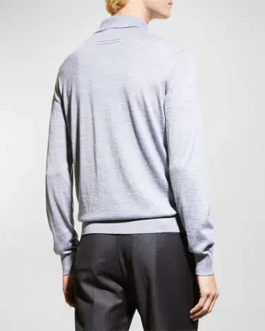 ZEGNA Men's Cashmere-Silk Polo Shirt | Thumbnail 6 ZEGNA Men's Cashmere-Silk Polo Shirt | Thumbnail 6