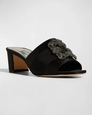 Manolo Blahnik Marta Crystal Buckle Silk Sandals | Thumbnail 4 Manolo Blahnik Marta Crystal Buckle Silk Sandals | Thumbnail 4