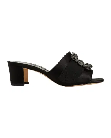 Manolo Blahnik Marta Crystal Buckle Silk Sandals | Thumbnail 1 Manolo Blahnik Marta Crystal Buckle Silk Sandals | Thumbnail 1