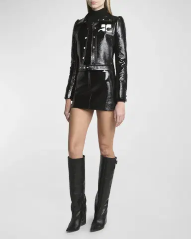 Courrèges Textured Vinyl Crop Jacket | Thumbnail 2 Courrèges Textured Vinyl Crop Jacket | Thumbnail 2
