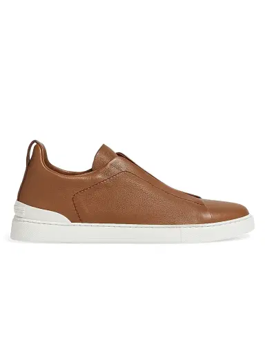 Zegna Men's Secondskin Triple Stitch Sneakers - Dark Foliage - Size 10 | Thumbnail 1 Zegna Men's Secondskin Triple Stitch Sneakers - Dark Foliage - Size 10 | Thumbnail 1