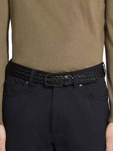 Zegna Men's Leather Braided Belt - Black | Thumbnail 3 Zegna Men's Leather Braided Belt - Black | Thumbnail 3